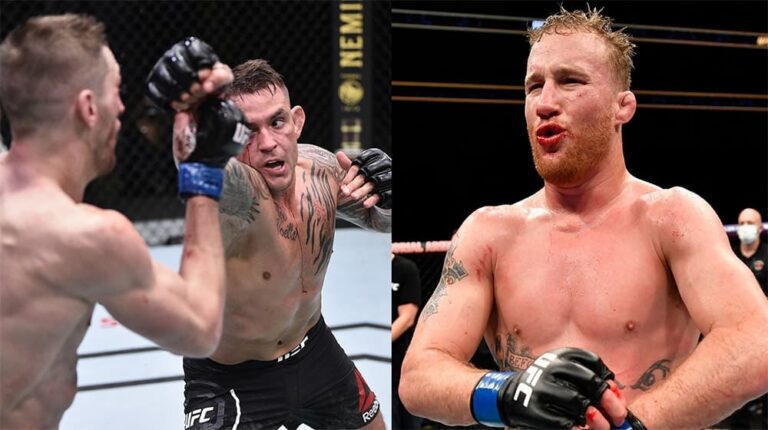 Justin Gaethje reacts to Porrier and Hooker fight