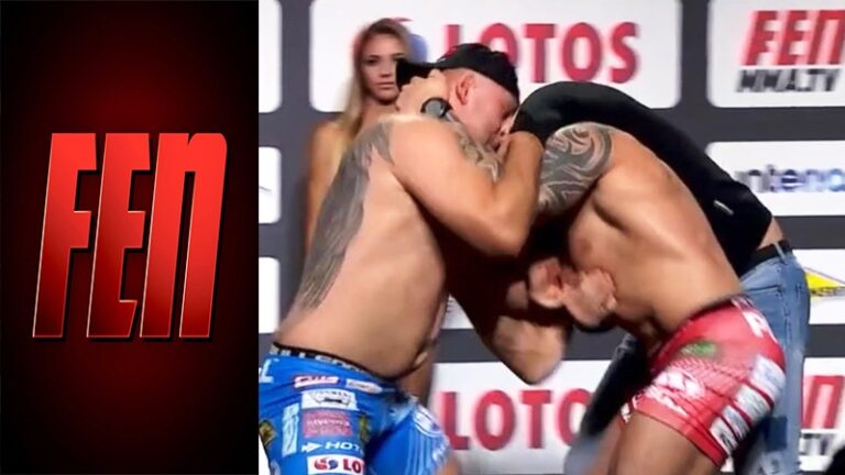 In Poland, during staredown ended in a brawl over a diaper.