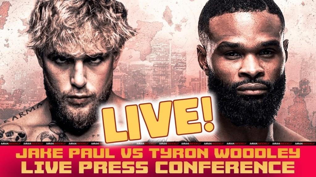 Jake Paul vs. Tyron Woodley pre-fight press conference. Video