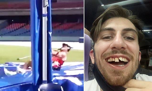 UK pole vaulter Harry Coppell SMASHES TEETH after bar crashes onto face during Olympic training - VIDEO