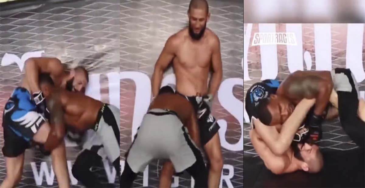 Khamzat Chimaev submits a Bellator lightweight during a sparring in training(Video)