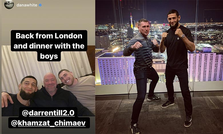 Dana White meets up with Khamzat Chimaev and Darren Till after the UFC London