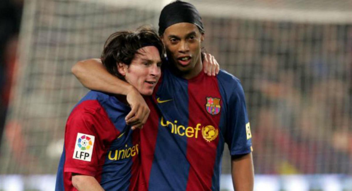 Barcelona legend Ronaldinho reminisced assist that helped Lionel Messi score his first ever goal for Barcelona
