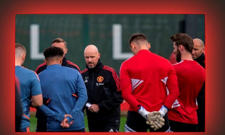 Historic moment: Erik ten Hag held his first training session at Manchester United