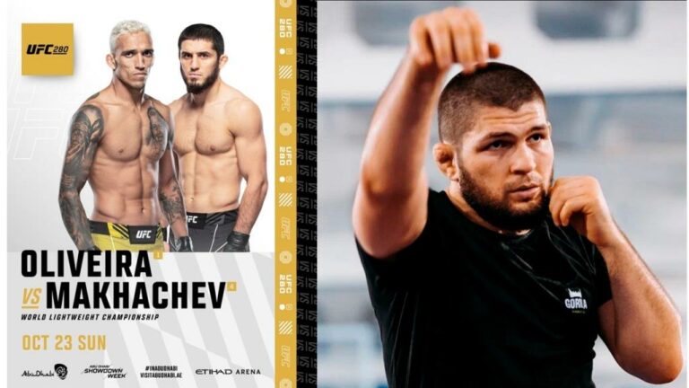 Khabib Nurmagomedov shared his thoughts about the upcoming title fight between Charles Oliveira and Islam Makhachev