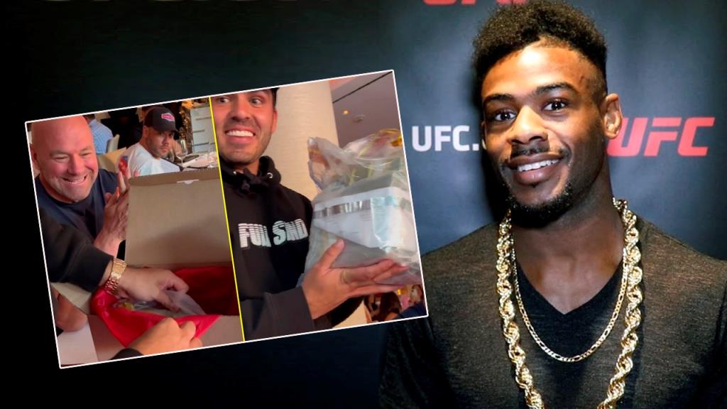 UFC fighters reacted after Dana White surprises Kyle from Nelk Boys a large amount of money in cash for his birthday