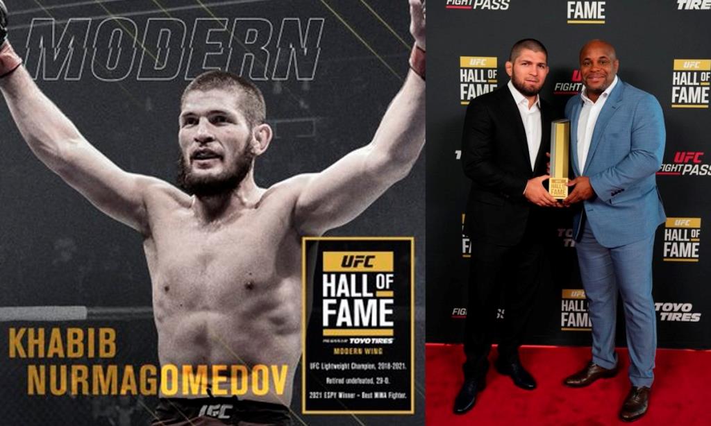 Welcome to the UFC Hall of Fame 2022 Khabib Nurmagomedov, Daniel Cormier and their reaction