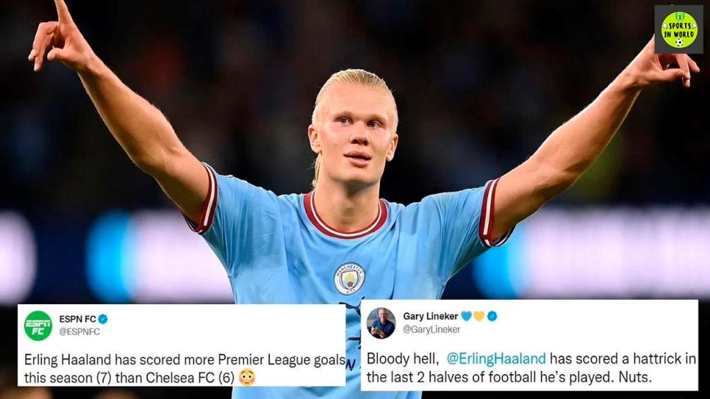 Football fans salutes Erling Haaland as he scores first half hat-trick for Manchester City - Reports