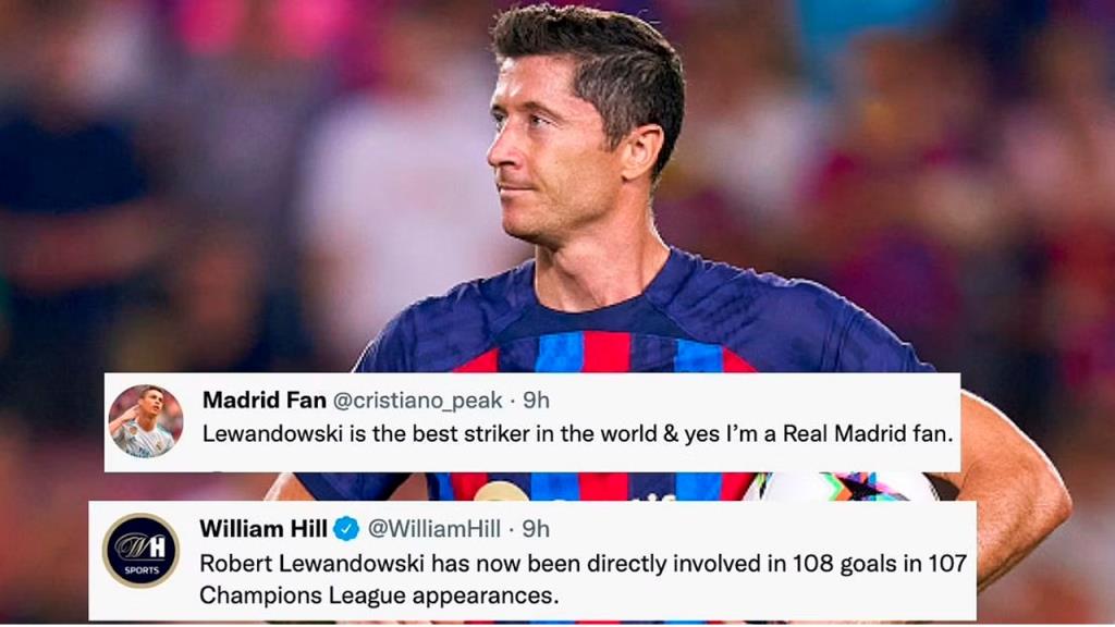 Football fans hail Robert Lewandowski as a 'proper number 9' after stunning UEFA Champions League hat-trick for Barcelona