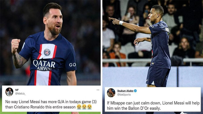 Explosive Fans' reaction to how Barcelona legend Lionel Messi and Kylian Mbappe combine to help PSG secure 3-0 win over Ajaccio
