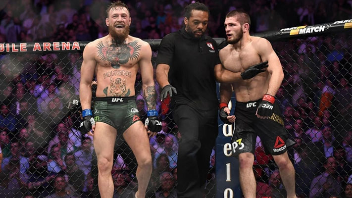 Khabib Nurmagomedov tried to have a conversation with Conor McGregor during the biggest fight in UFC history