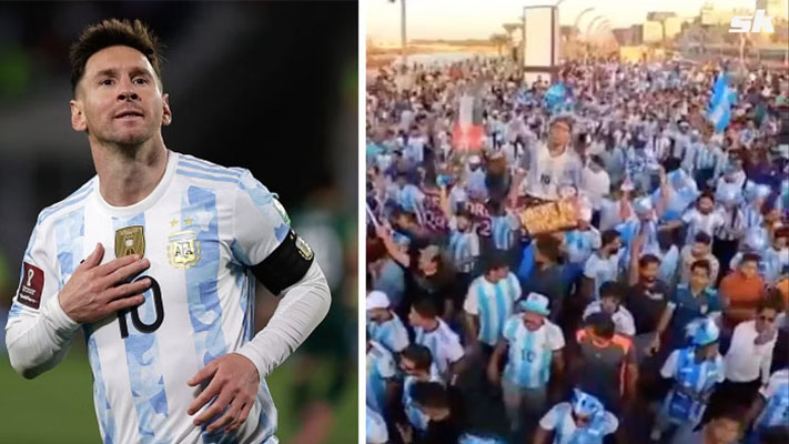 Look at how Indian fans with drums outnumber and drown out Argentina fans for Lionel Messi’s arrival at Qatar – FIFA World Cup 2022