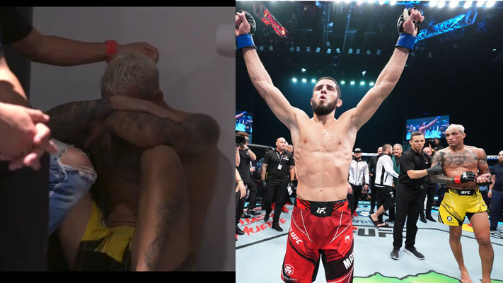 Look at the Emotional backstage scenes of team consoling Charles Oliveira after UFC 280 title fight loss to Islam Makhachev