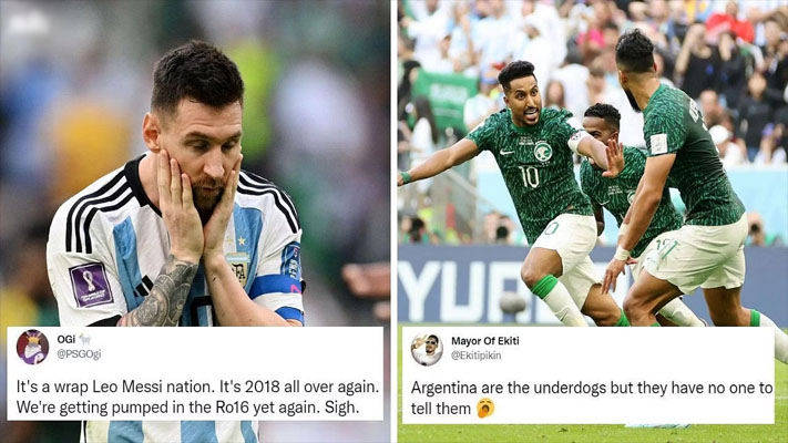 The world has been left shocked as Saudi Arabia stun Lionel Messi and Argentina with 2-1 comeback win in FIFA World Cup clash