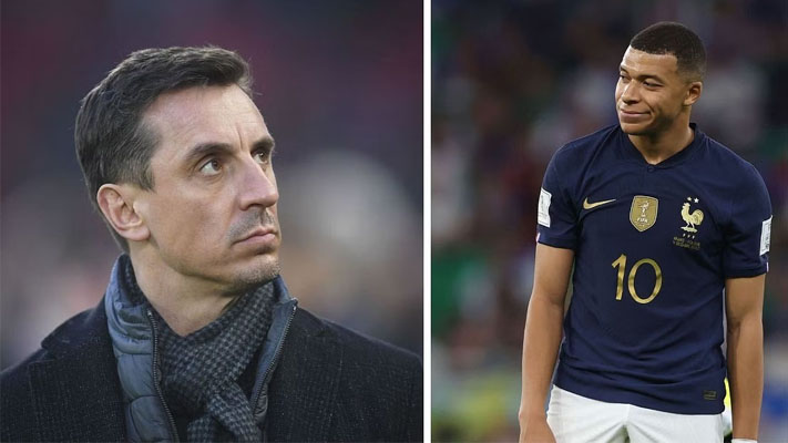 Gary Neville names surprise player as England’s hope to stop Kylian Mbappe during 2022 FIFA World Cup QF against France