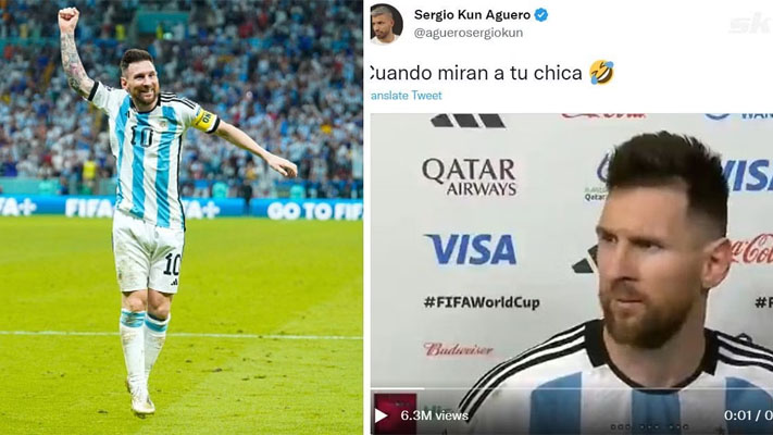 Sergio Aguero posts hilarious tweet with Lionel Messi’s footage after win against Netherlands