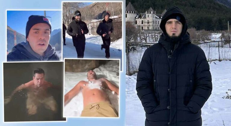 Canadian-American YouTubers, the NELK Boys train with Islam Makhachev in snow-covered Dagestan