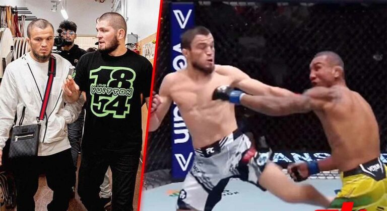 UFC superstar Khabib Nurmagomedov reacted with a single word to his cousin Umar Nurmagomedov’s victory at UFC Fight Night 217
