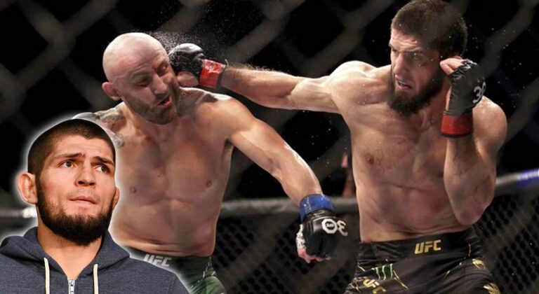 Khabib Nurmagomedov reacts to Islam Makhachev’s victory over Alexander Volkanovski at UFC 284