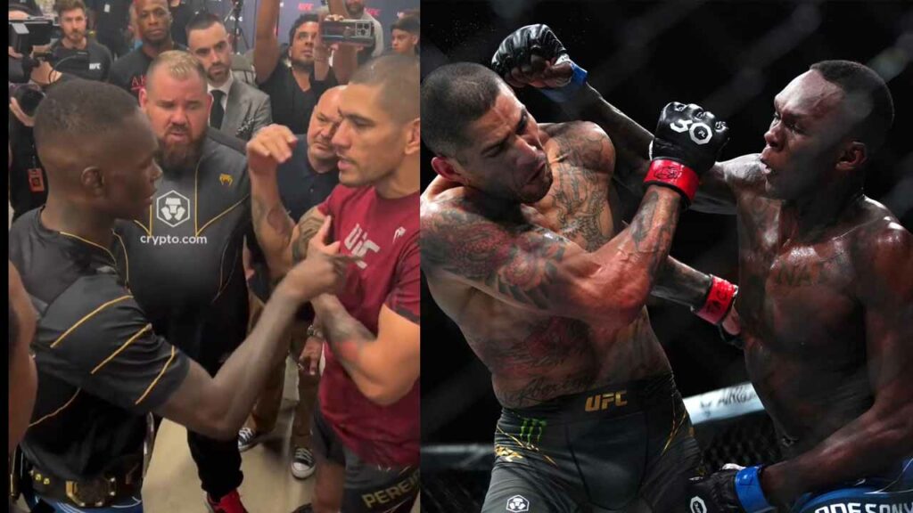 Israel Adesanya and Alex Pereira exchange words after their latest battle at UFC 287 (Video)