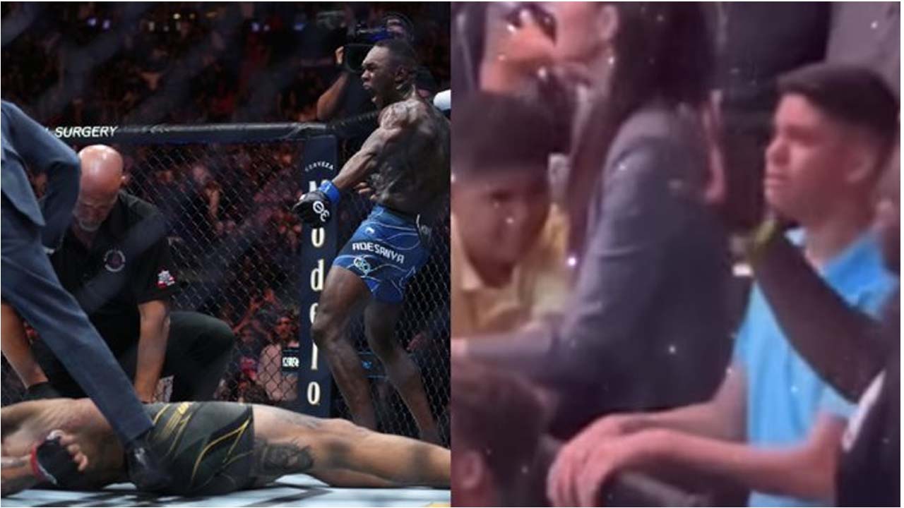Take a look how Alex Pereira's sons have emotional reaction to his KO at UFC 287