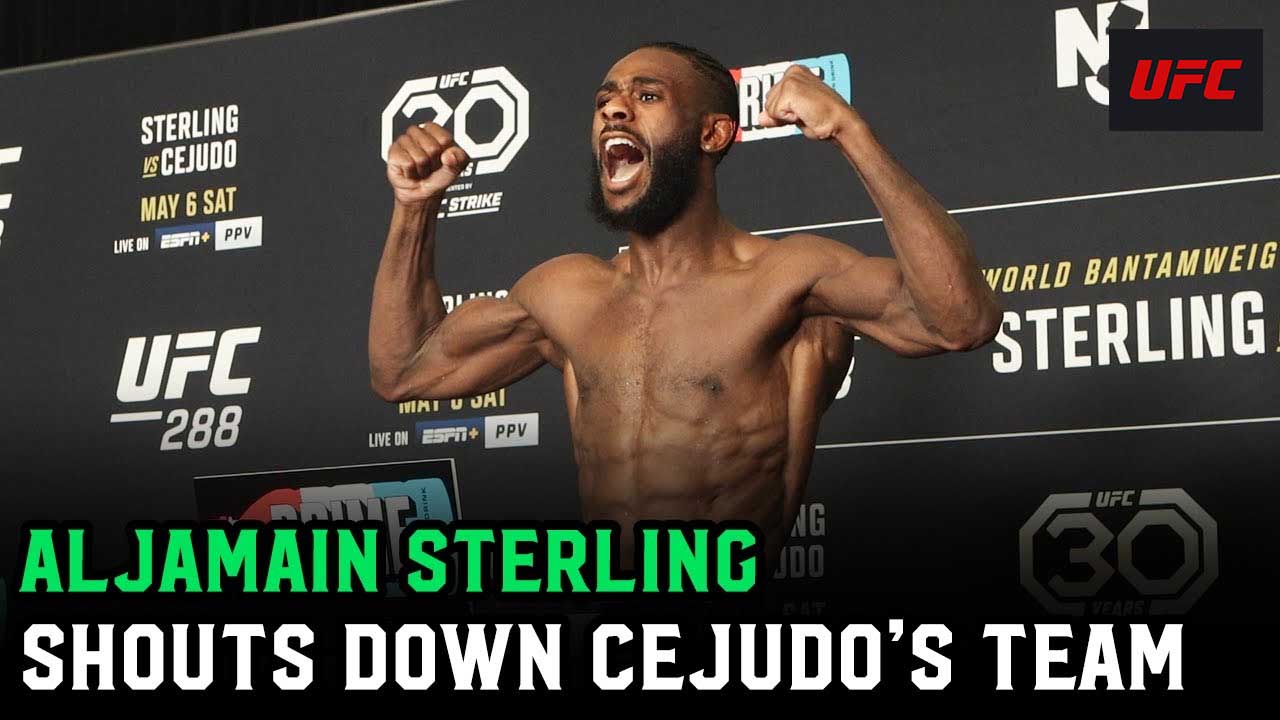 Take a look how Henry Cejudo's team heckles Aljamain Sterling with 'and new' chants during weigh-ins ahead of UFC 288 showdown