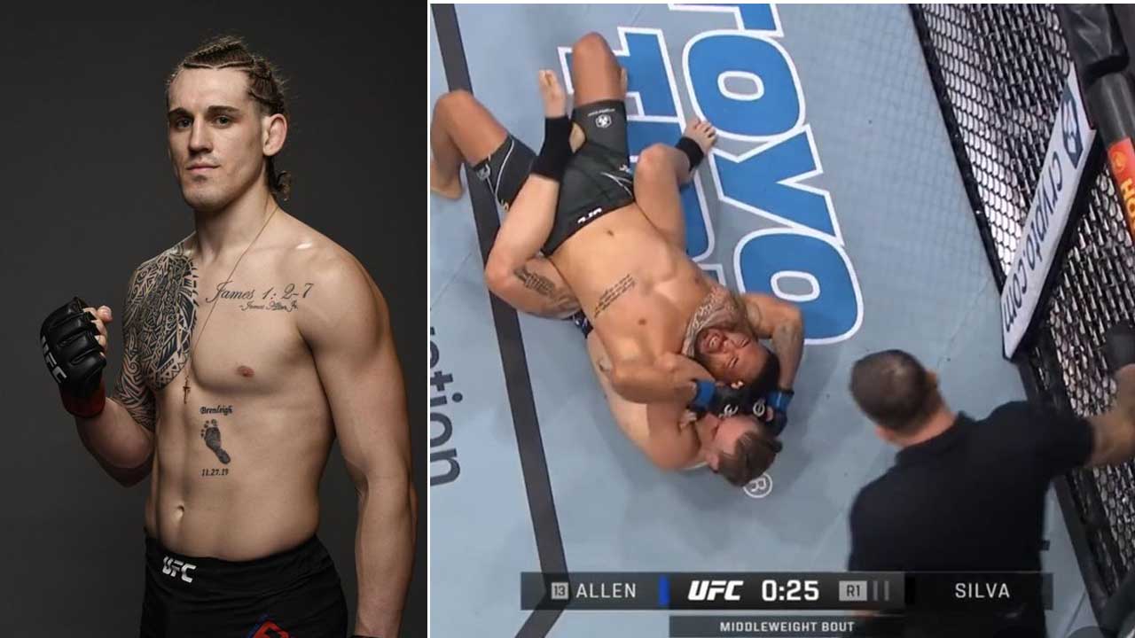 Brendan Allen drops, submits Bruno Silva, then sends message to Israel Adesanya at UFC Jacksonville