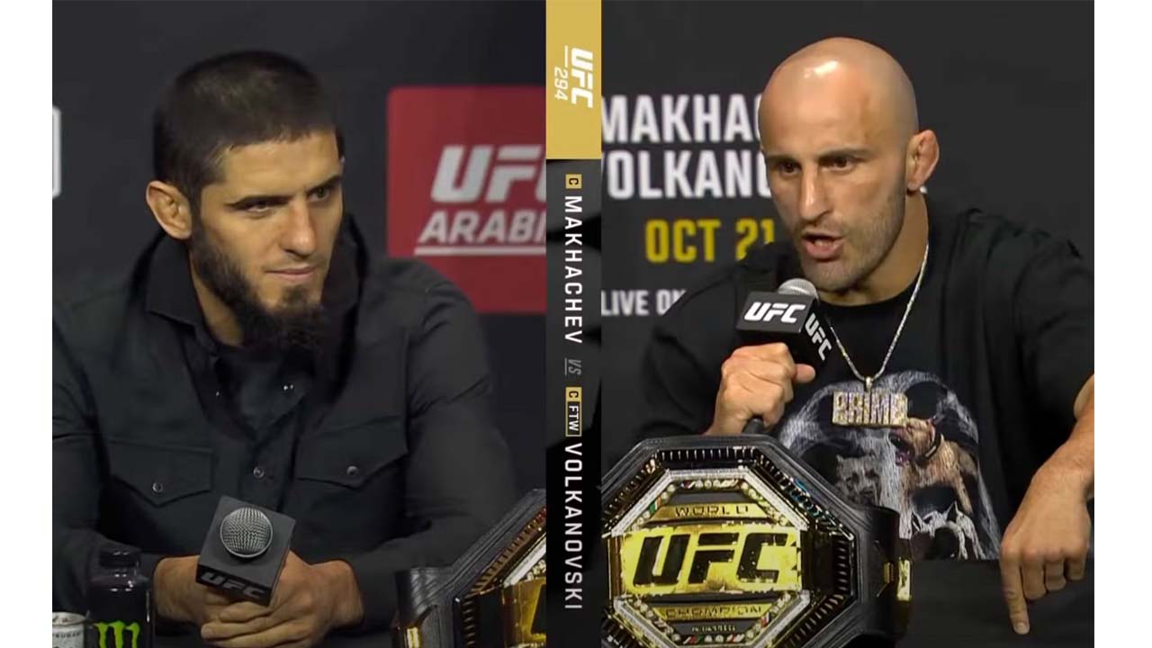 Alexander Volkanovski returns the fire when Islam Makhachev brags about the public's favor at the UFC 294 press conference