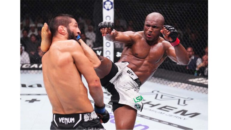 The former welterweight kingpin Kamaru Usman reacts to the defeat of Khamzat Chimaev by the decision of the majority of judges at UFC 294