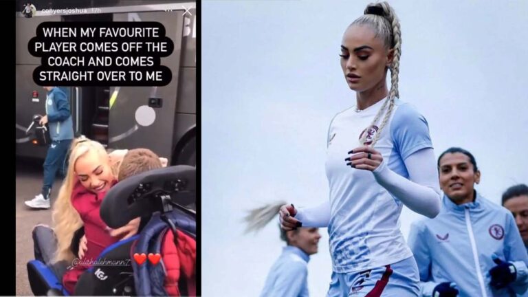 Alisha Lehmann becomes social media ‘hero’ after Aston Villa star’s heart-warming interaction with disabled fan before WSL game
