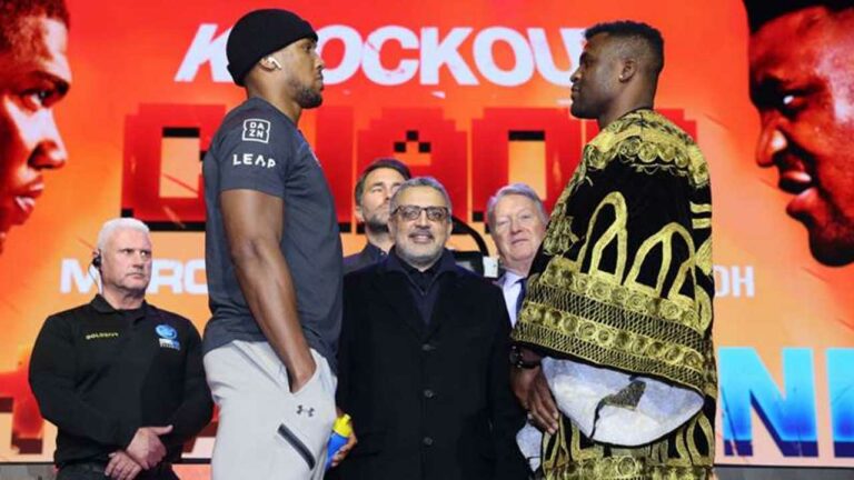 Anthony Joshua vs. Francis Ngannou first faceoff for March 8 boxing match