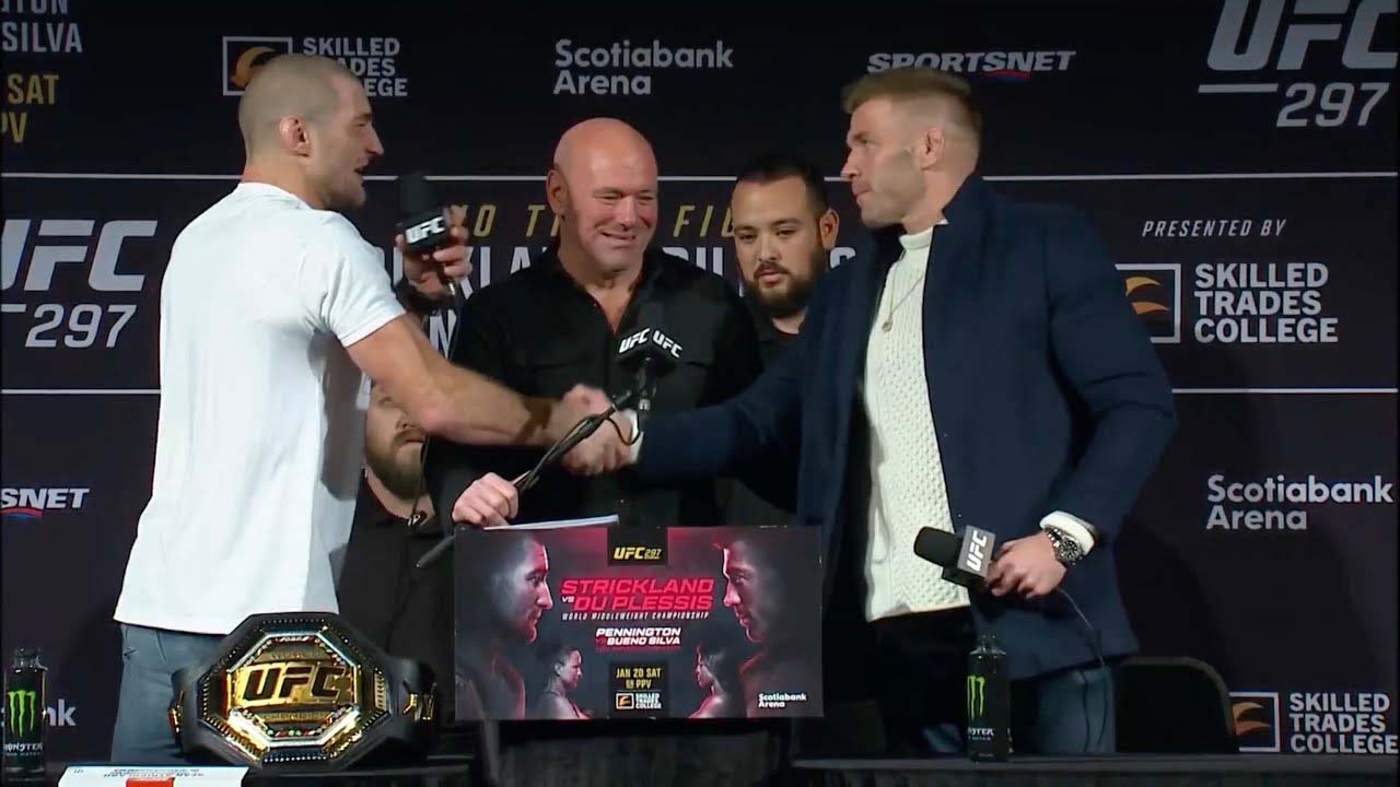 UFC 297 Sean Strickland vs. Dricus Du Plessis Press Conference Faceoffs and Highlights