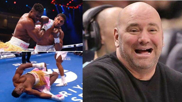 Dana White reacts to the defeat of Francis Ngannou in a brutal knockout by Anthony Joshua