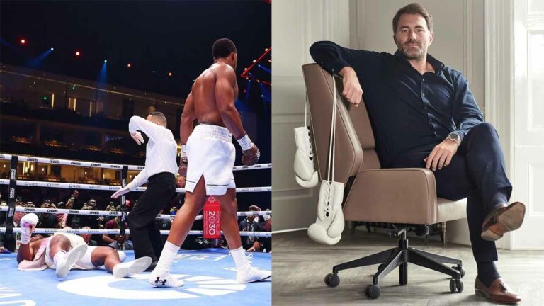 Eddie Hearn reacts to Anthony Joshua dismantling Francis Ngannou inside two rounds