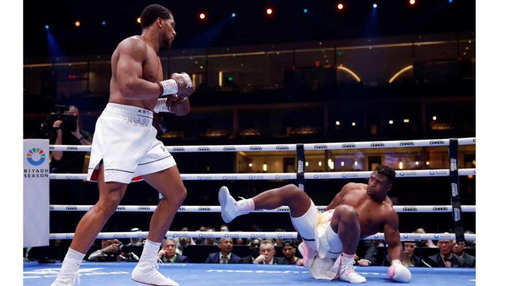 The combat sports community react to Anthony Joshua brutally knocking Francis Ngannou out cold