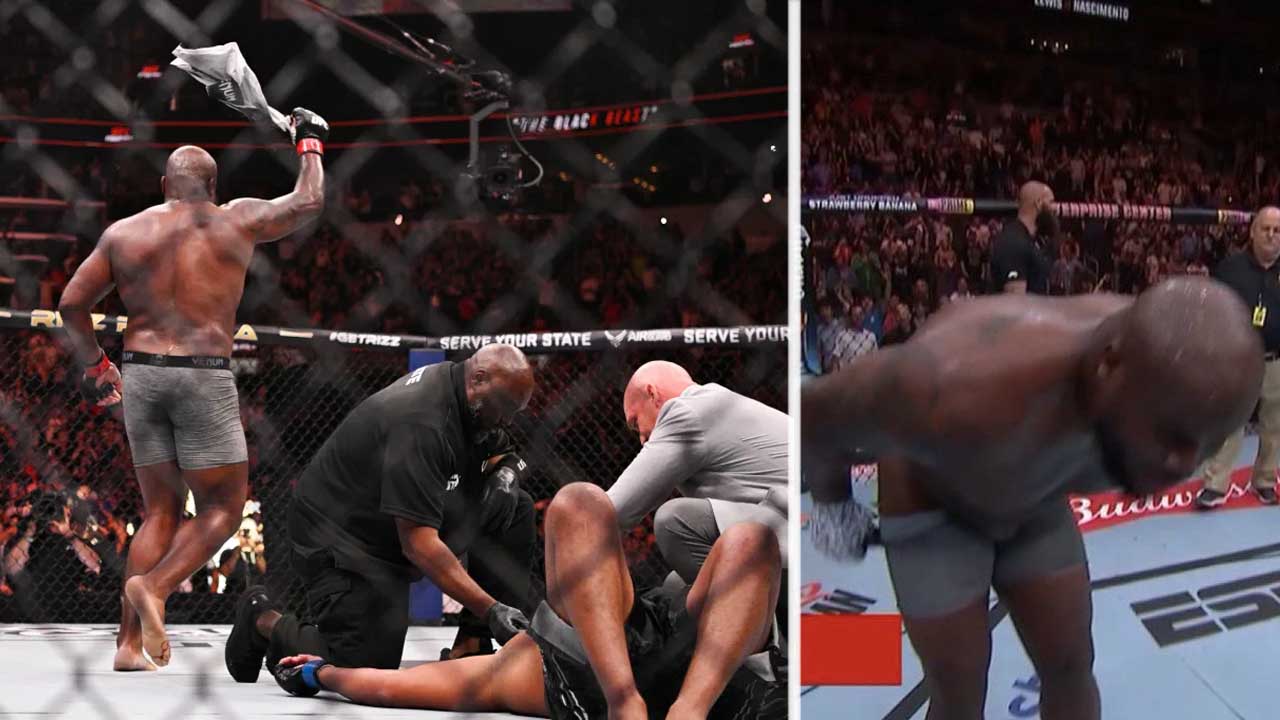 Derrick Lewis goes viral for revealing celebration after KO win at UFC on ESPN 56