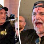 Full, close-up video of John Fury’s headbutt clash with Oleksandr Usyk’s team which left him suffered today