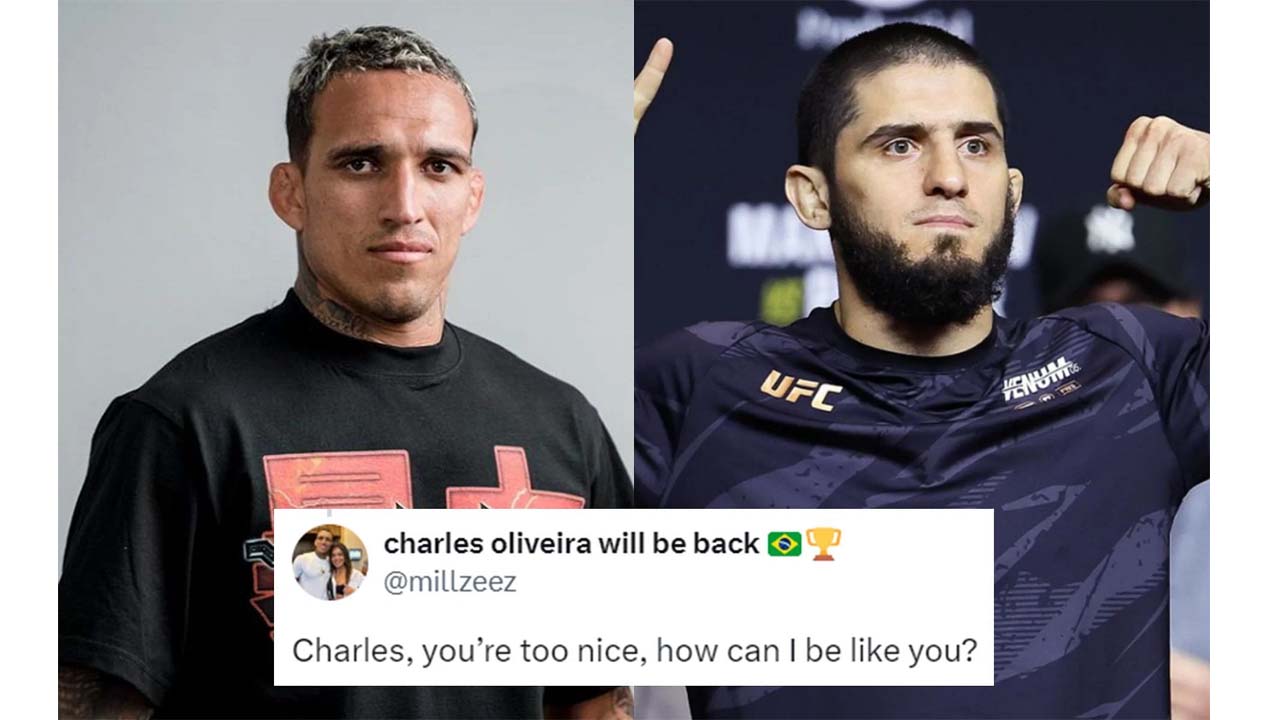 Check out how Fans applaud Charles Oliveira after he wishes rival Islam Makhachev a quick recovery from injury