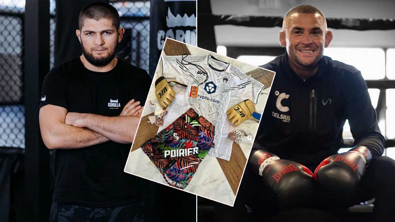 Dustin Poirier said that Khabib Nurmagomedov purchased a UFC 302 fight kit for $30,000 to help charity