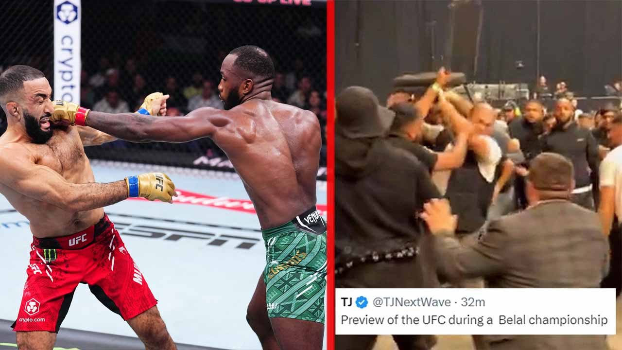 Manchester crowd erupts in brawl at UFC 304 after Leon Edwards lost tittle fight to Belal Muhammad, fans react