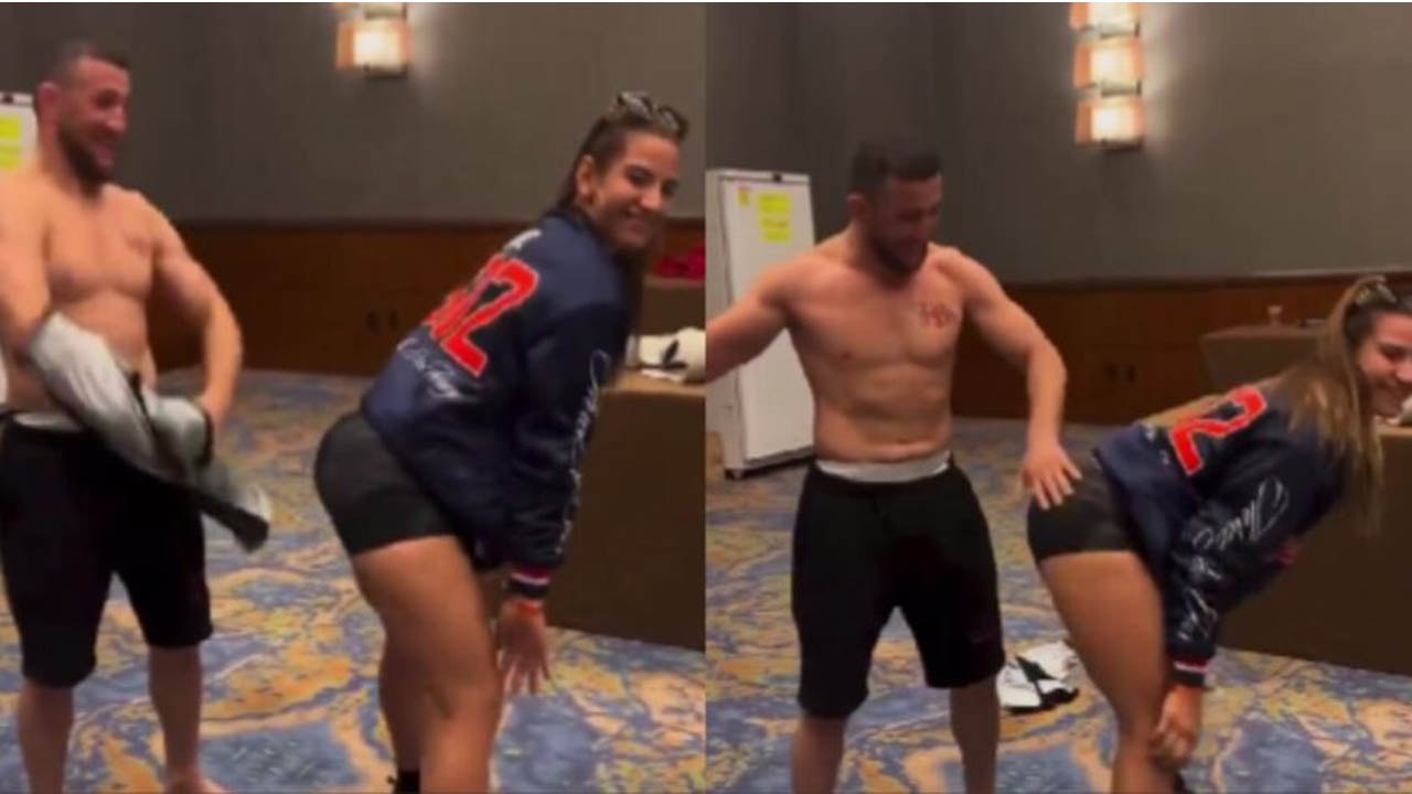 Fans go crazy in the comments when UFC stars Merab Dvalishvili and Ailin Perez team up for a hilarious twerk video