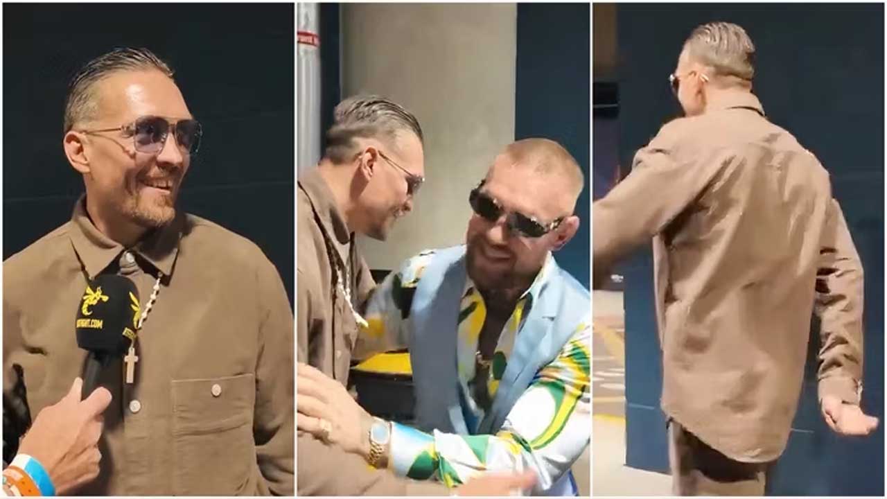 Oleksandr Usyk met Conor McGregor backstage and did a hilarious impression of the UFC star