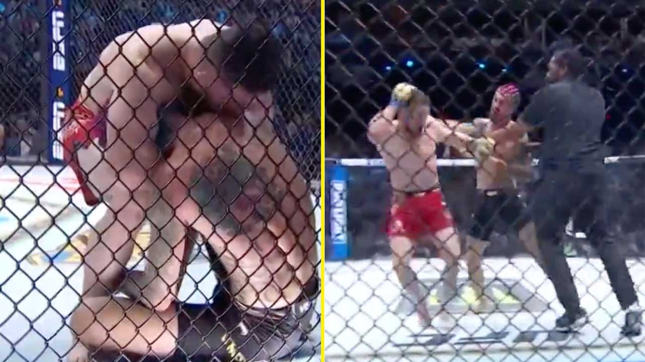 Sean O'Malley and head coach react to Merab Dvalishvili yelling in the corner, back kisses at UFC 306