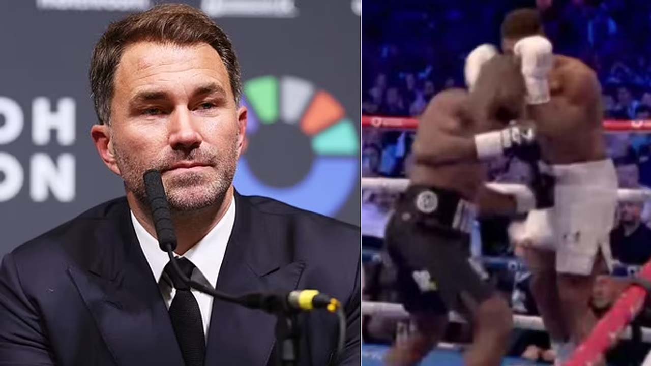 The promoter Eddie Hearn has criticised Anthony Joshua for his reaction to Daniel Dubois' illegal punch