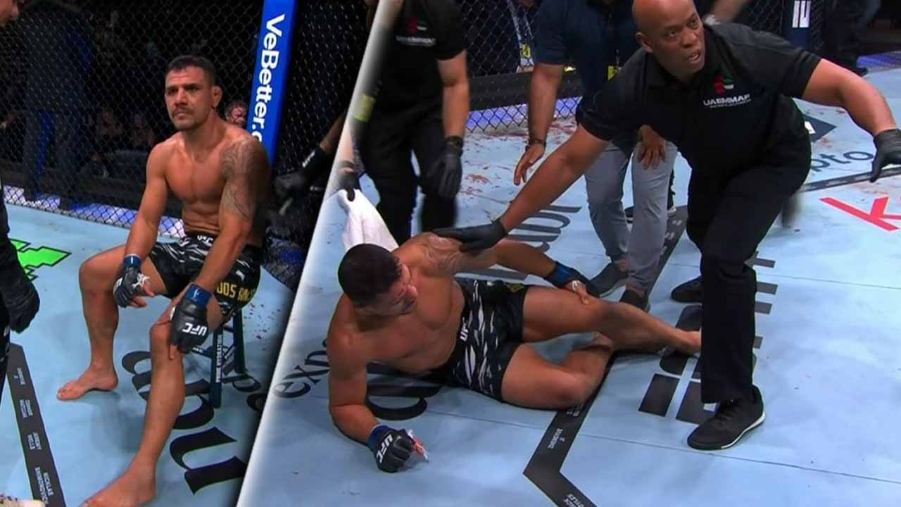 Rafael dos Anjos injures his leg and the fight is stopped in the first round at UFC 308 - catch the highlights