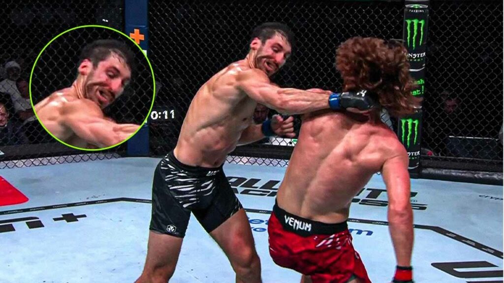 UFC 308 Sharabutdin Magomedov with a spectacular double spinning back fist to knockout Armen Petrosyan and remain undefeated (Video)