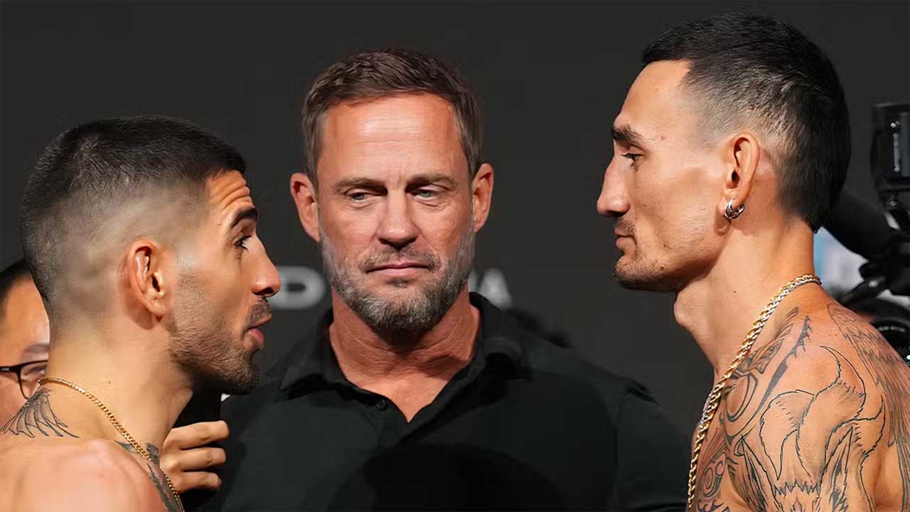 What Ilia Topuria Said to Max Holloway at the UFC 308 Weigh-In