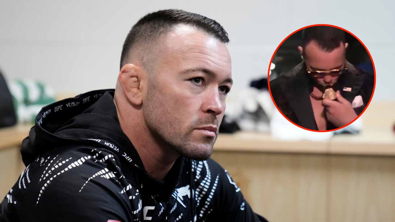 Fans mock Colby Covington as he kisses a Donald Trump gold chain during UFC Tampa arrival