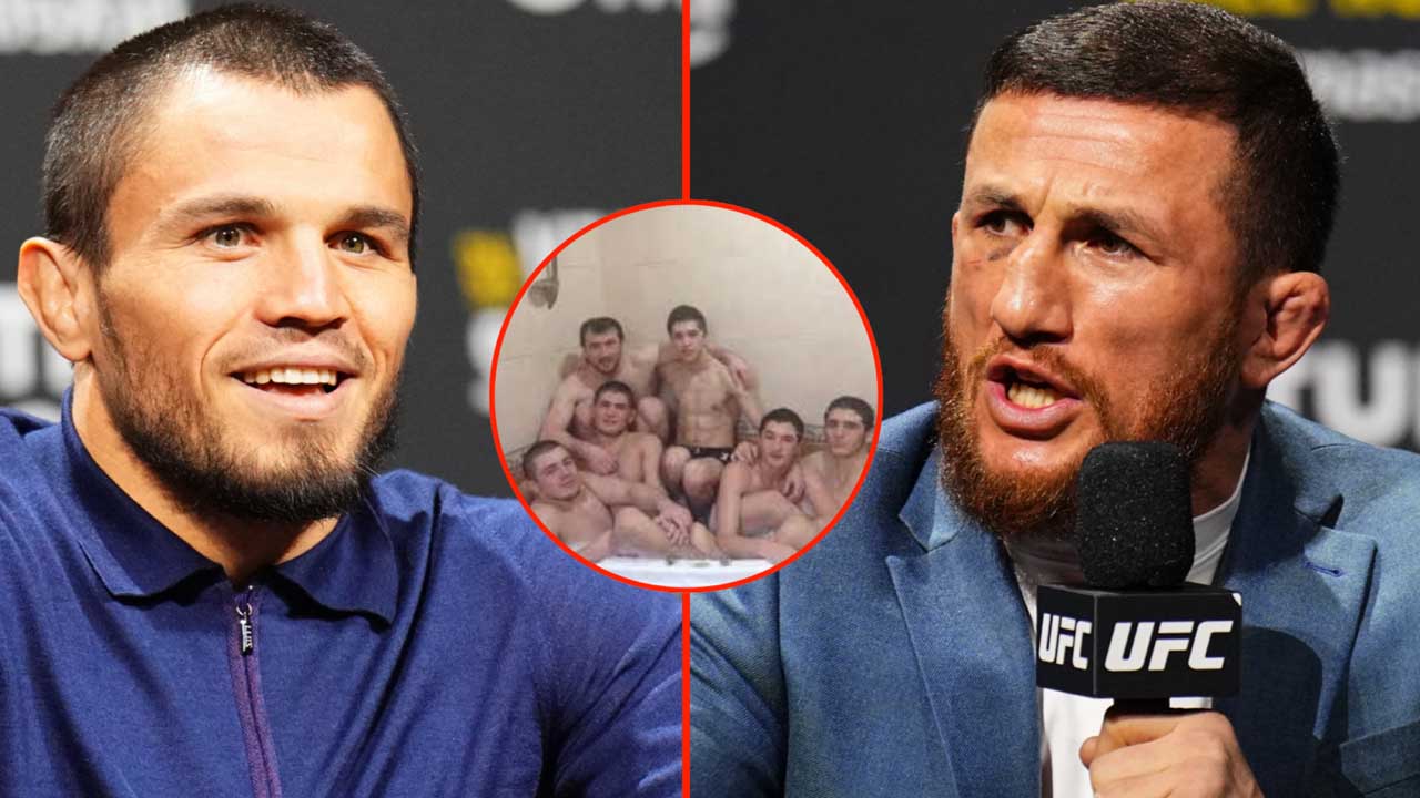 Merab Dvalishvili recreates the infamous picture from the jacuzzi of Khabib's team in another joke addressed to Umar Nurmagomedov