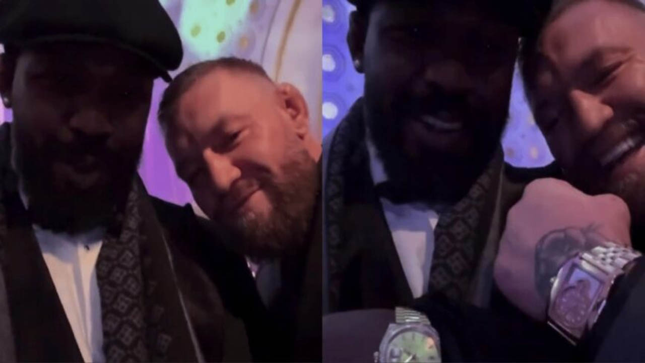 Conor McGregor and Jon Jones recreate the iconic Rolex moment at Trump's inauguration celebration